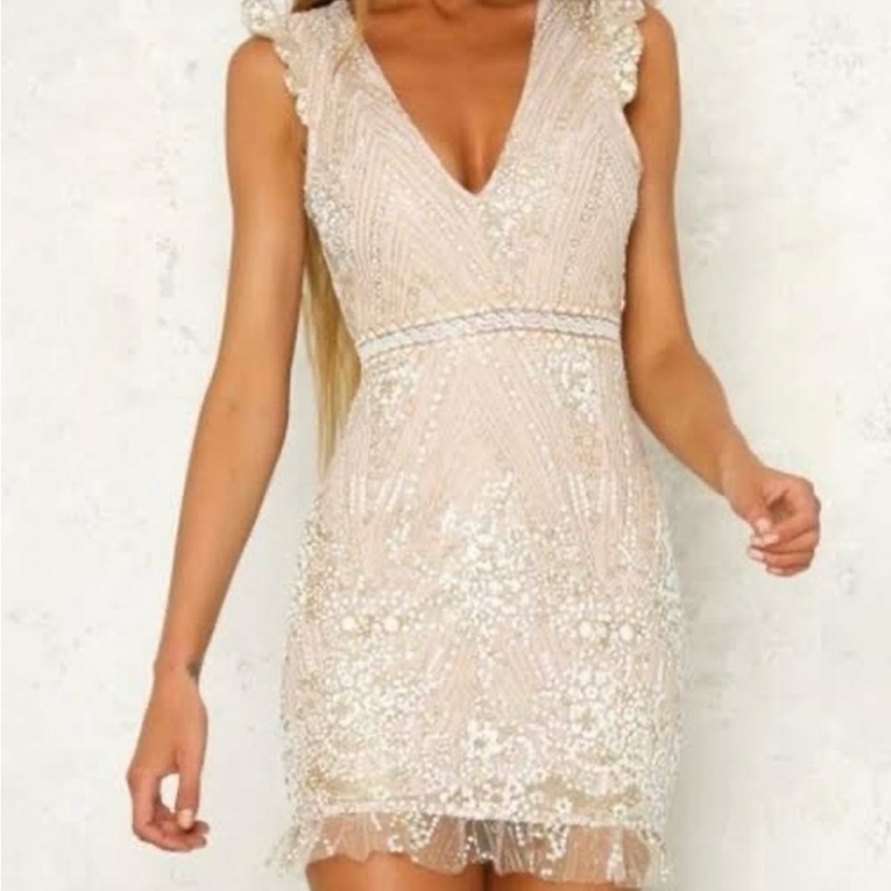 Hello Molly Match Me Champagne Dress